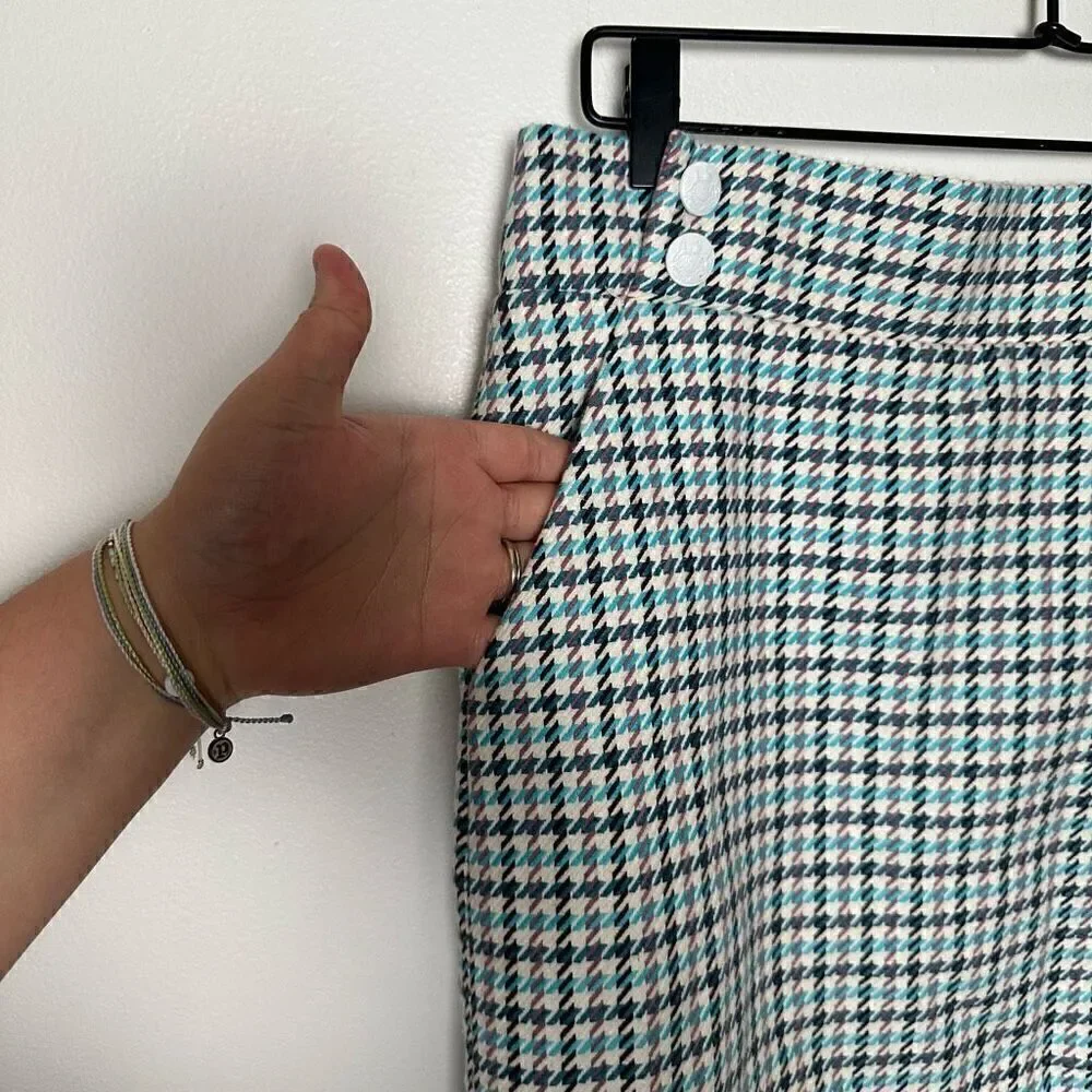 Veronica Beard Arezzo Turquoise Houndstooth Mini Skirt